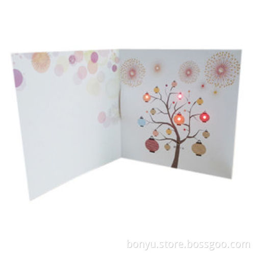 Music x'mas greeting card, with merry Christmas day music and led light